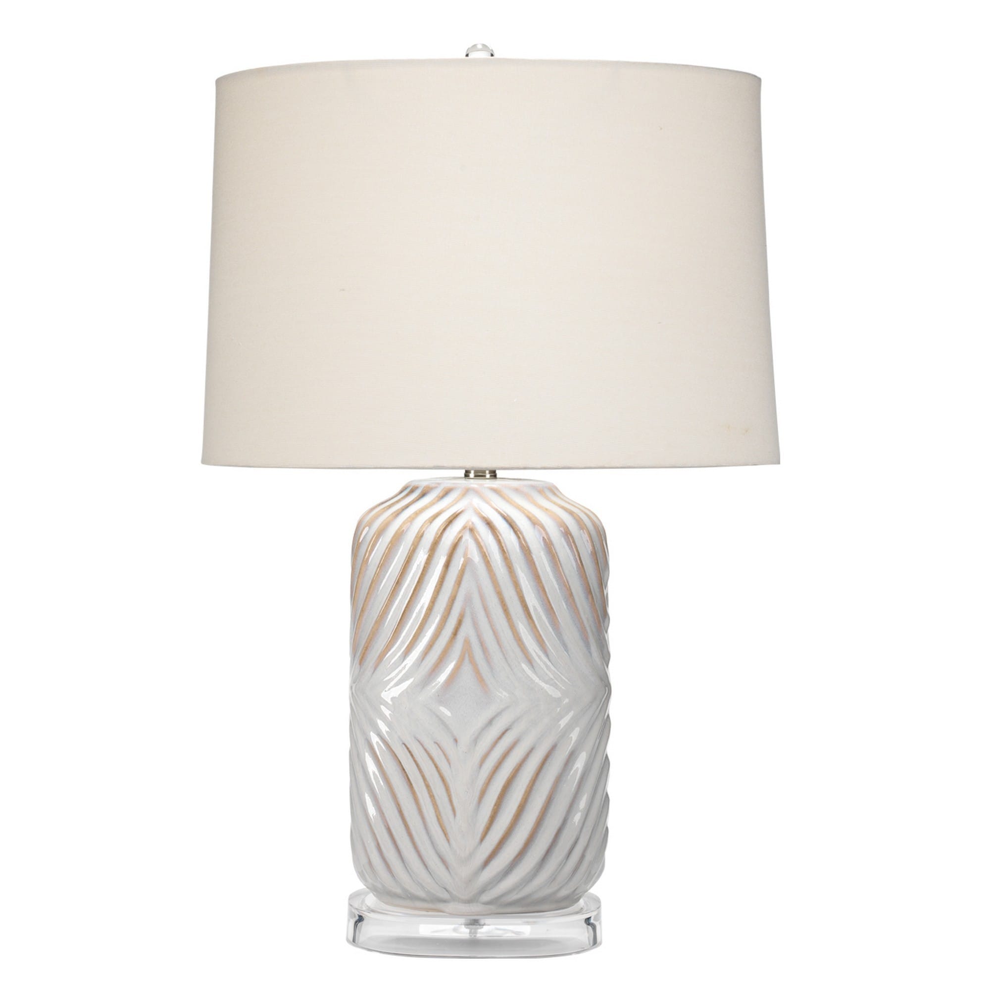 Ceramic Table Lamp with Modern Design and Soft Edges， White - Mycitystee