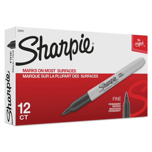 Sharpie Fine Tip Permanent Marker， Black， Dozen (30001) - Mycitystee