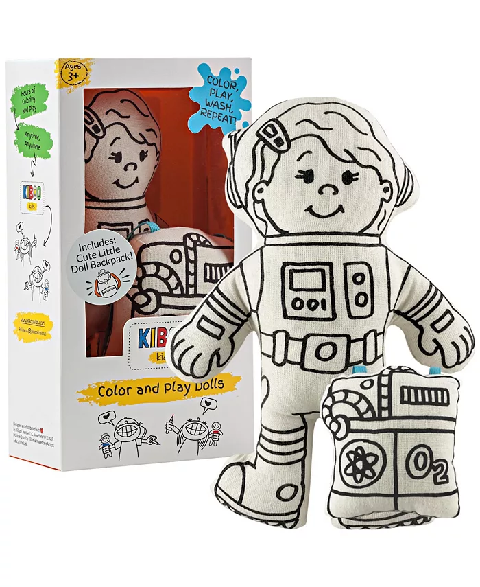 Kiboo Kids Doll and Mini Doll Backpack for Coloring - Astronaut - Girl (+markers) - Mycitystee