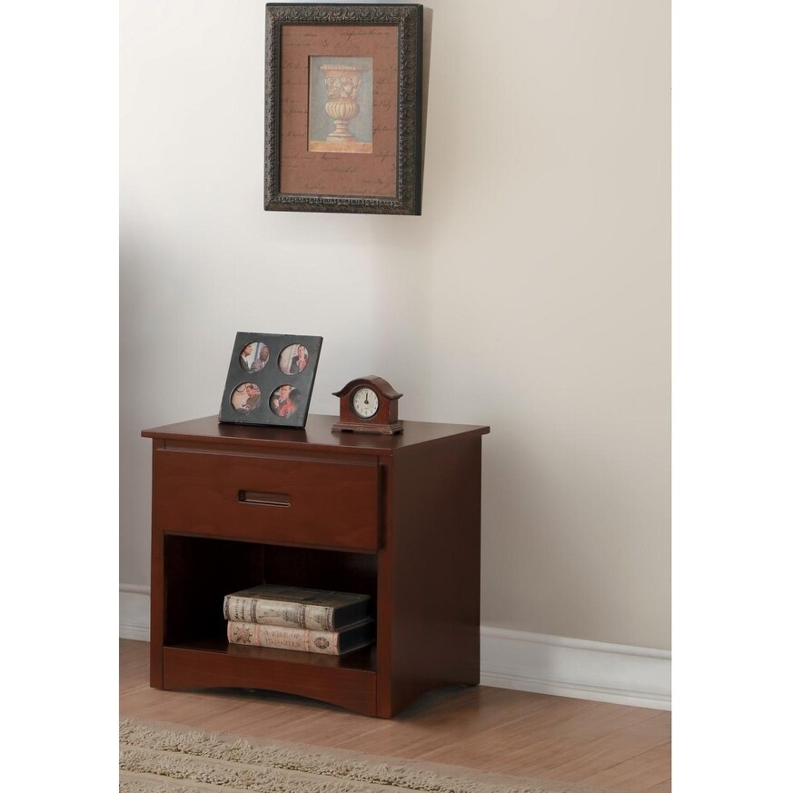 Wooden Mid-Century Nightstand With One Drawer In Coffee Brown - - 23496552 - Mycitystee