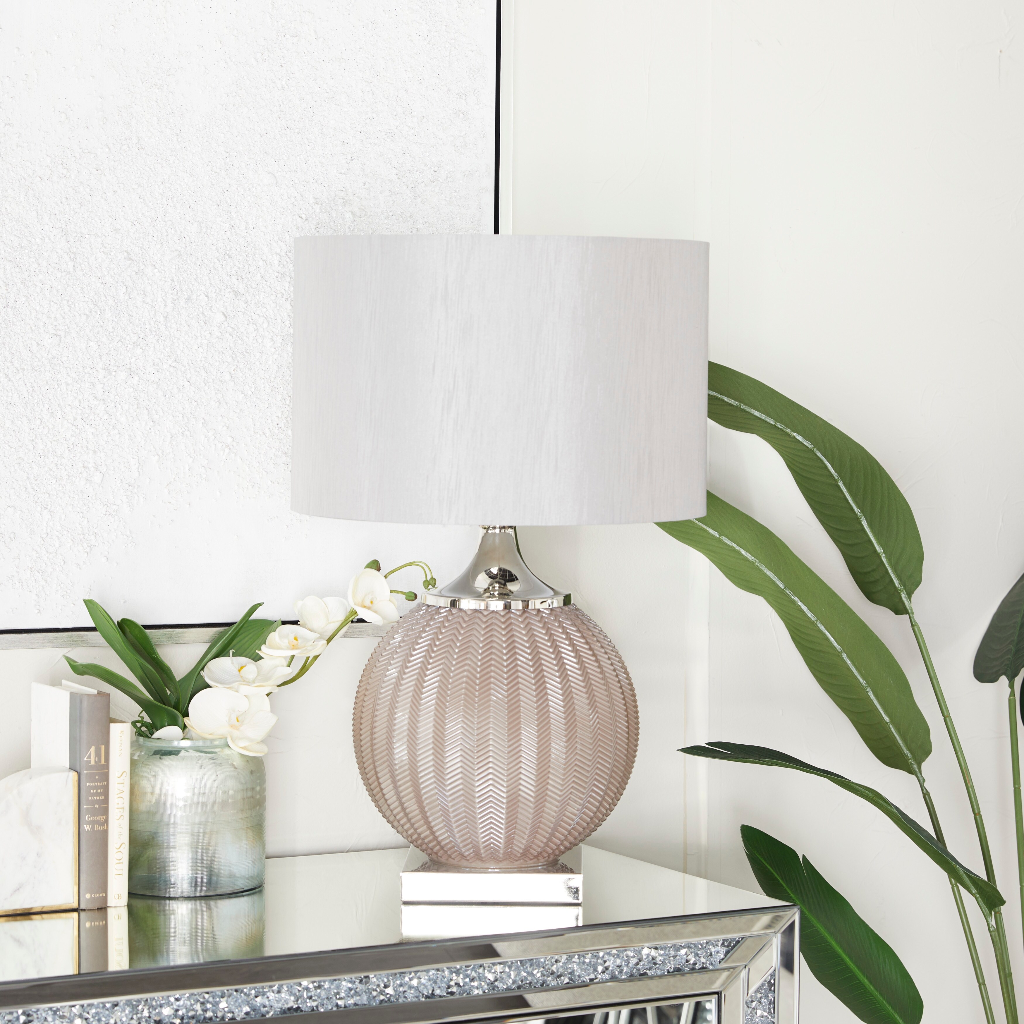 Grey Transitional Table Lamp - 17 x 17 x 27 Round - Mycitystee