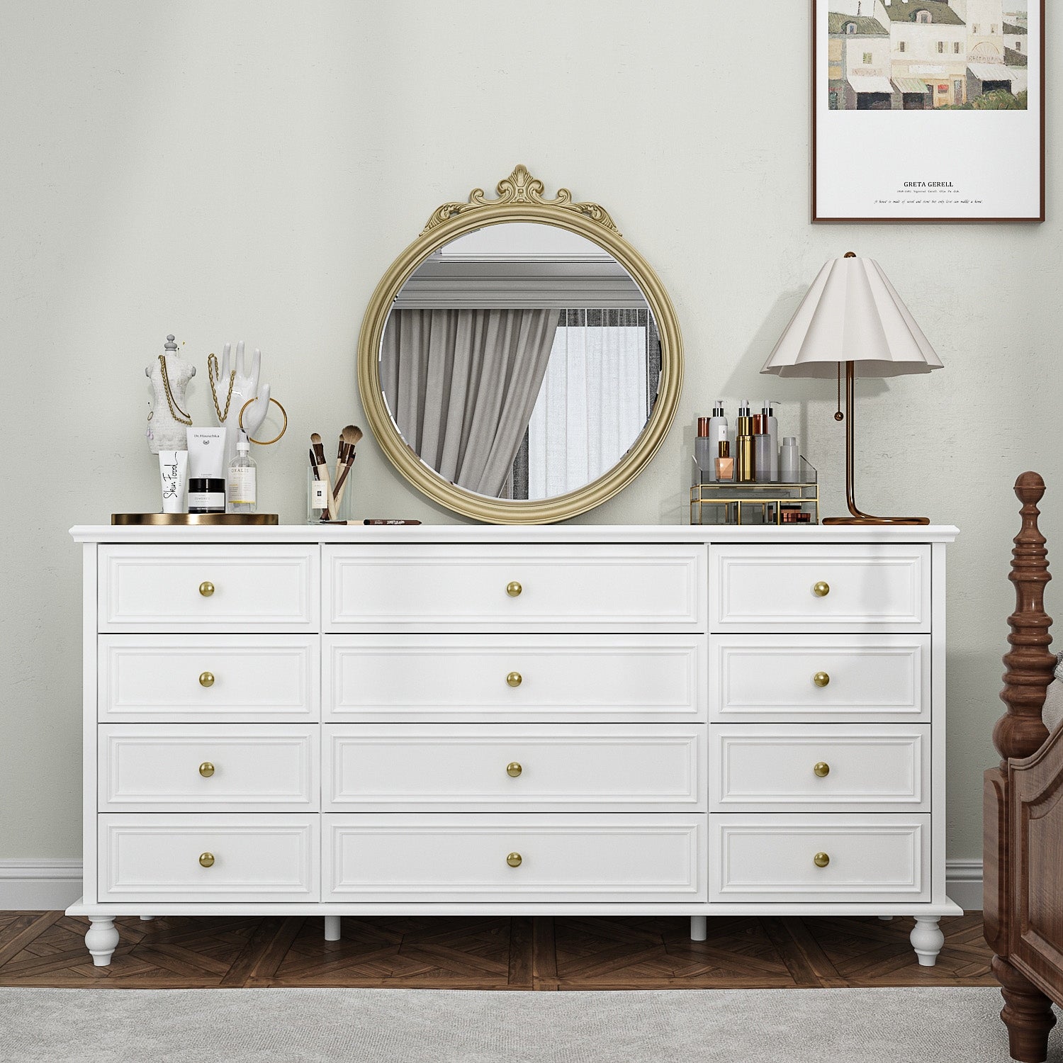12 Drawer Closet 63'' W Dresser White Chest Srorage Cabinet Lacquer - - 37320823 - Mycitystee