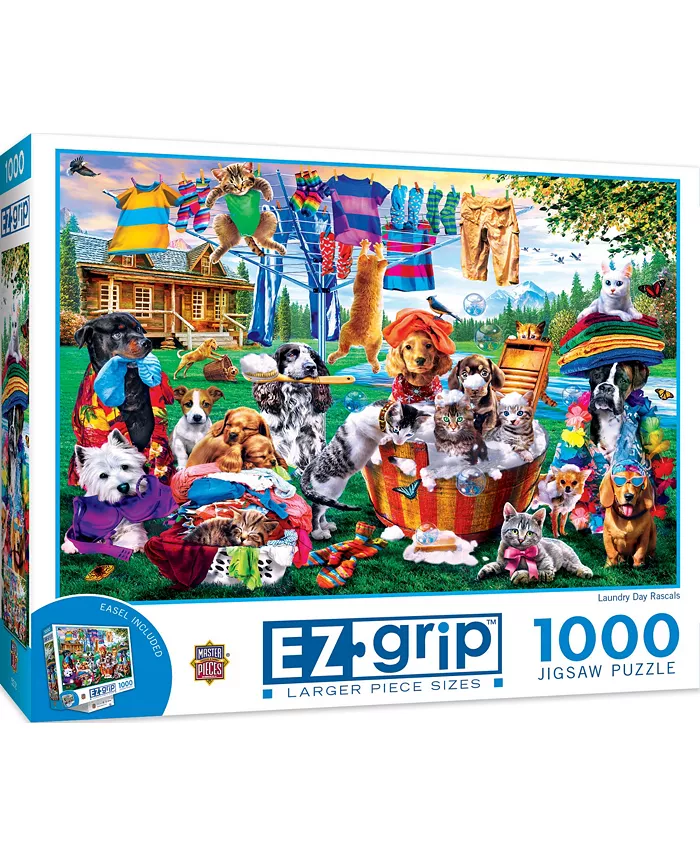 MasterPieces Puzzles EZ Grip - Laundry Day Rascals 1000 Piece Adult Jigsaw Puzzle - Mycitystee