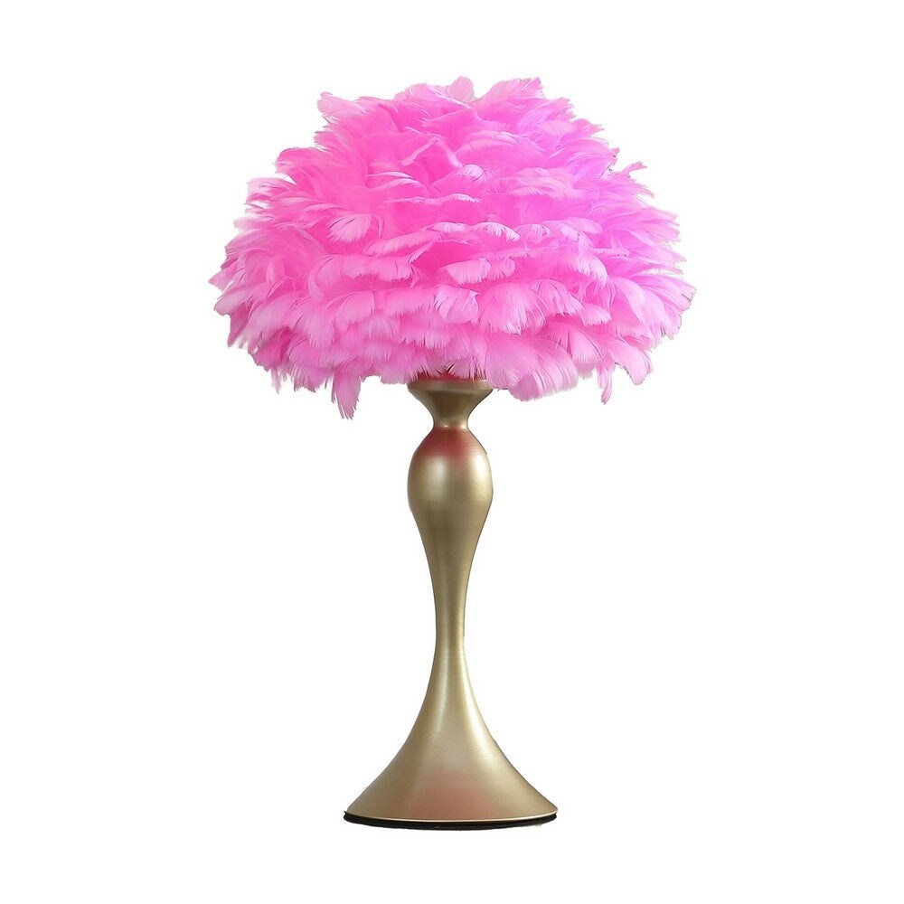 Lily 24 Inch Metal Glam Pink Feather Table Lamp， Candlestick， 40W - Mycitystee