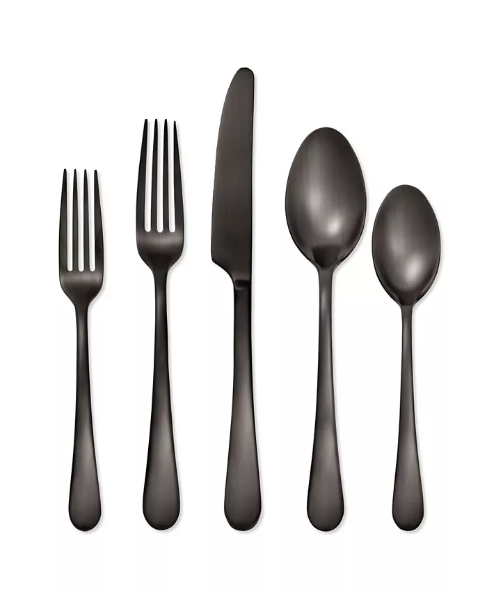 Hampton Forge Mirabella Satin Gunmetal Titanium 18 0 Stainless Steel 5 Piece Set， Service for 1 - Mycitystee