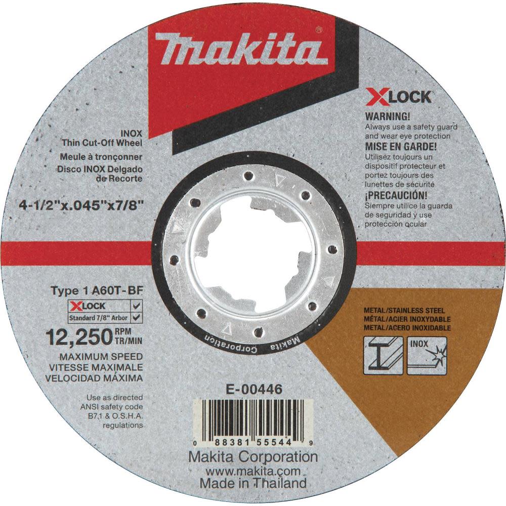 Makita X-LOCK 4-1/2 x .045 x 7/8 Type 1 General Purpose 60 Grit Thin Cut‑Off Wheel for Metal and Stainless Steel Cutting - Mycitystee