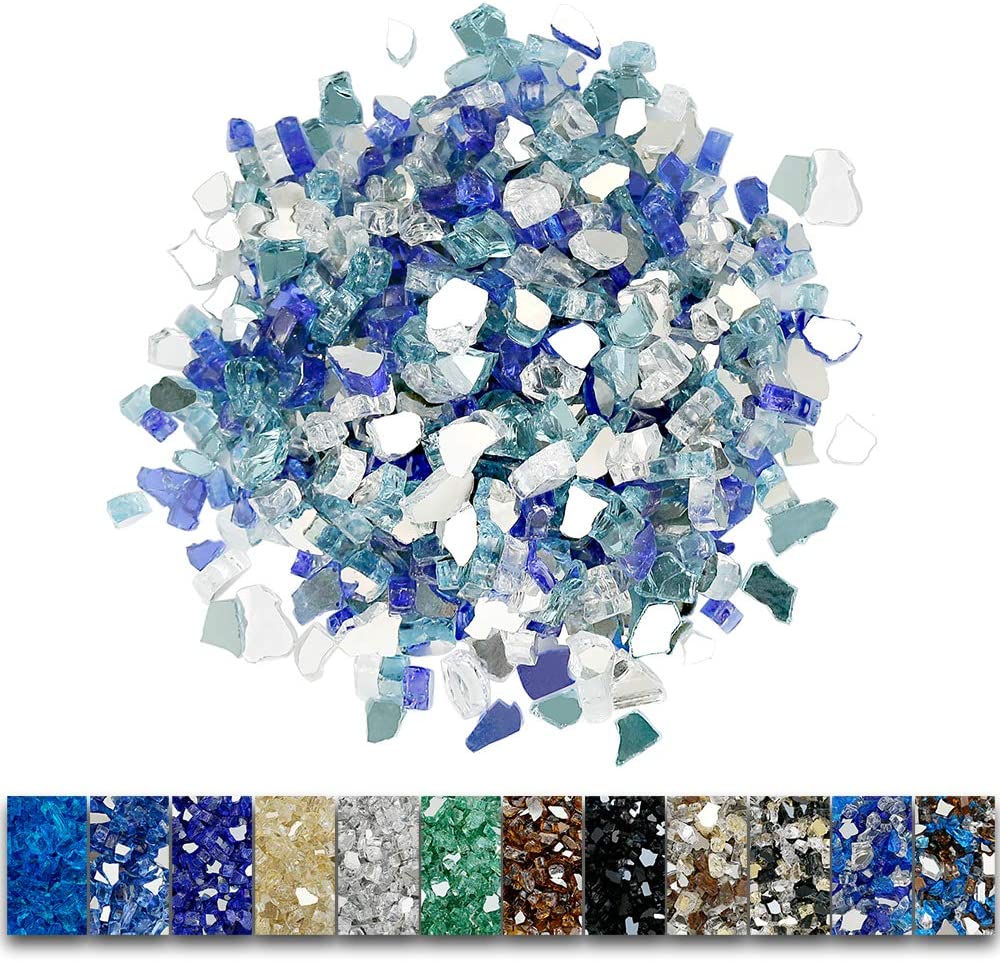 10 LBS Fire Glass White Blue Green for Fire Pits, Fireplace, 1/2'' - Mycitystee