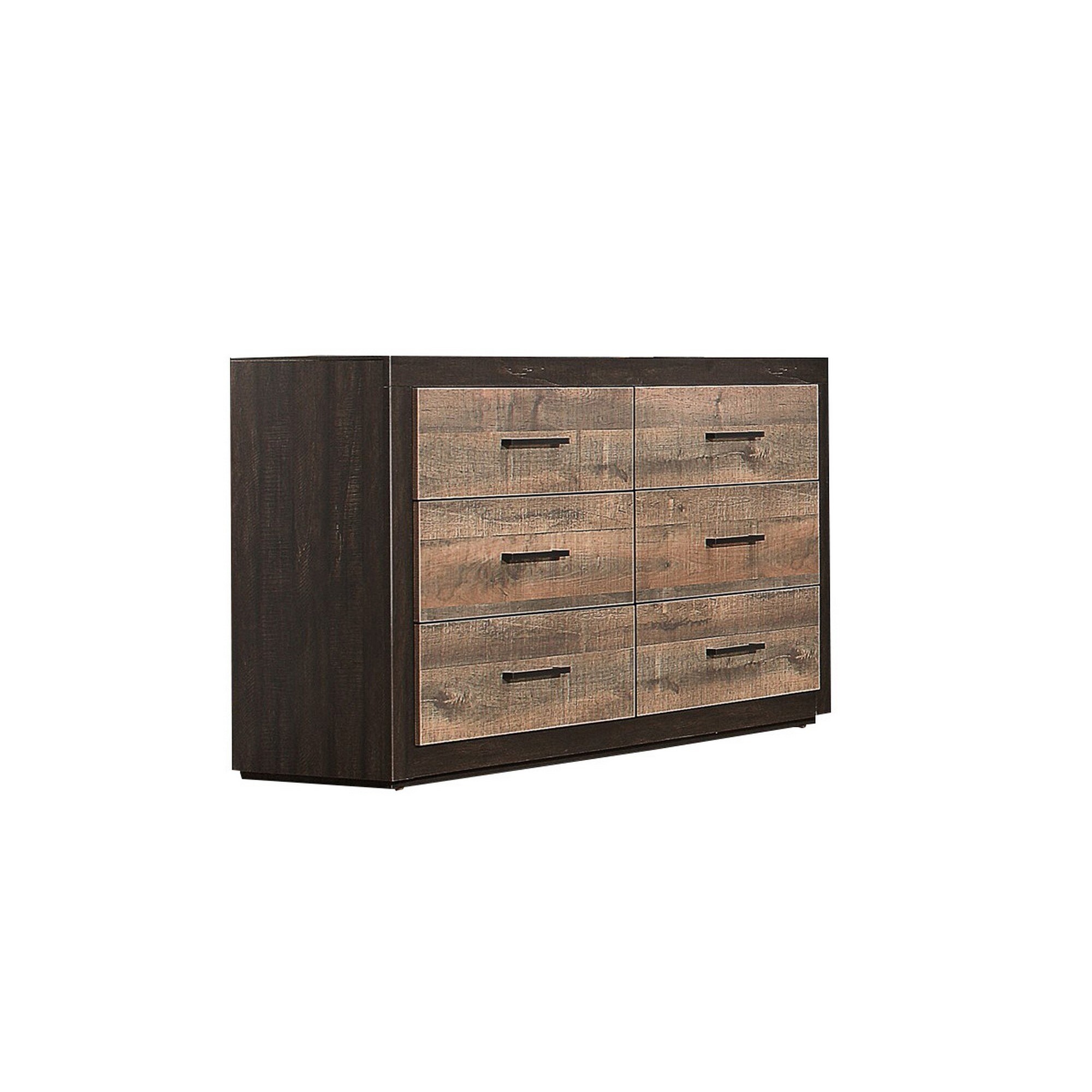 Contemporary Style Wooden Dresser with 6 Drawers， Light and Dark Brown - - 31623968 - Mycitystee