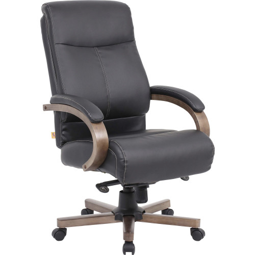 Lorell Wood Base Leather High-back Executive Chair (69590) - Mycitystee