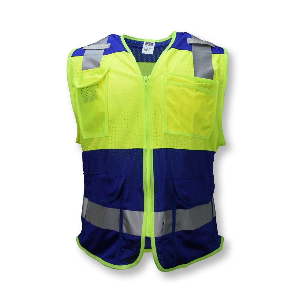 Radians Safety Vest Custom Color Blocking Type O Class 1， Blue， 4X - Mycitystee