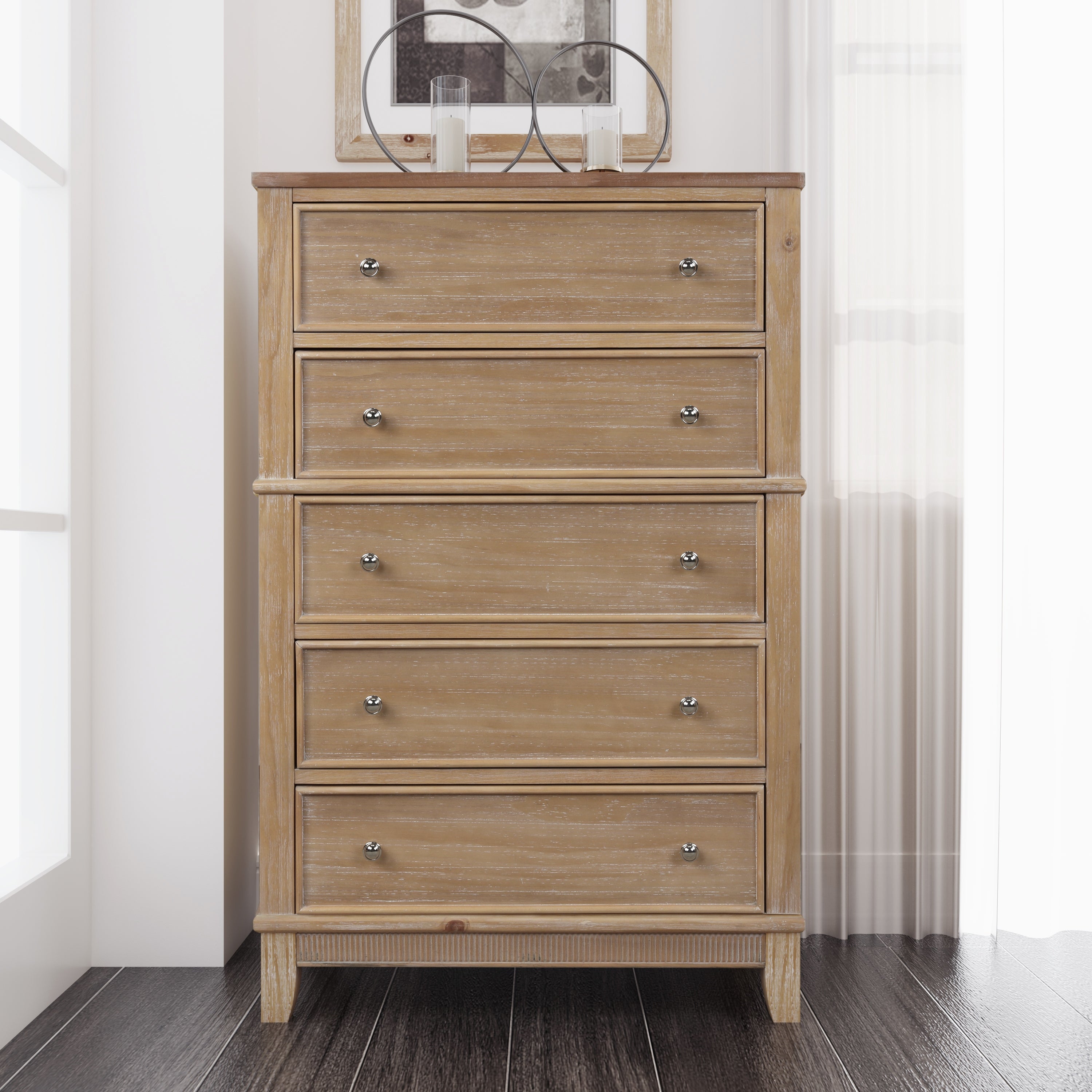 Chic Hazel 5 Drawers Chest Solid Wood for Bedroom Furniture - - 35553979 - Mycitystee