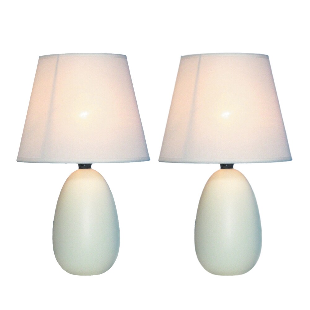 Simple Designs Off-white Mini Egg Oval Ceramic Table Lamp (Set of 2) - Mycitystee