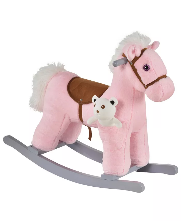 Qaba Children Riding Rocking Horse Toy Fun Realistic Sounds Storage Bag - Mycitystee