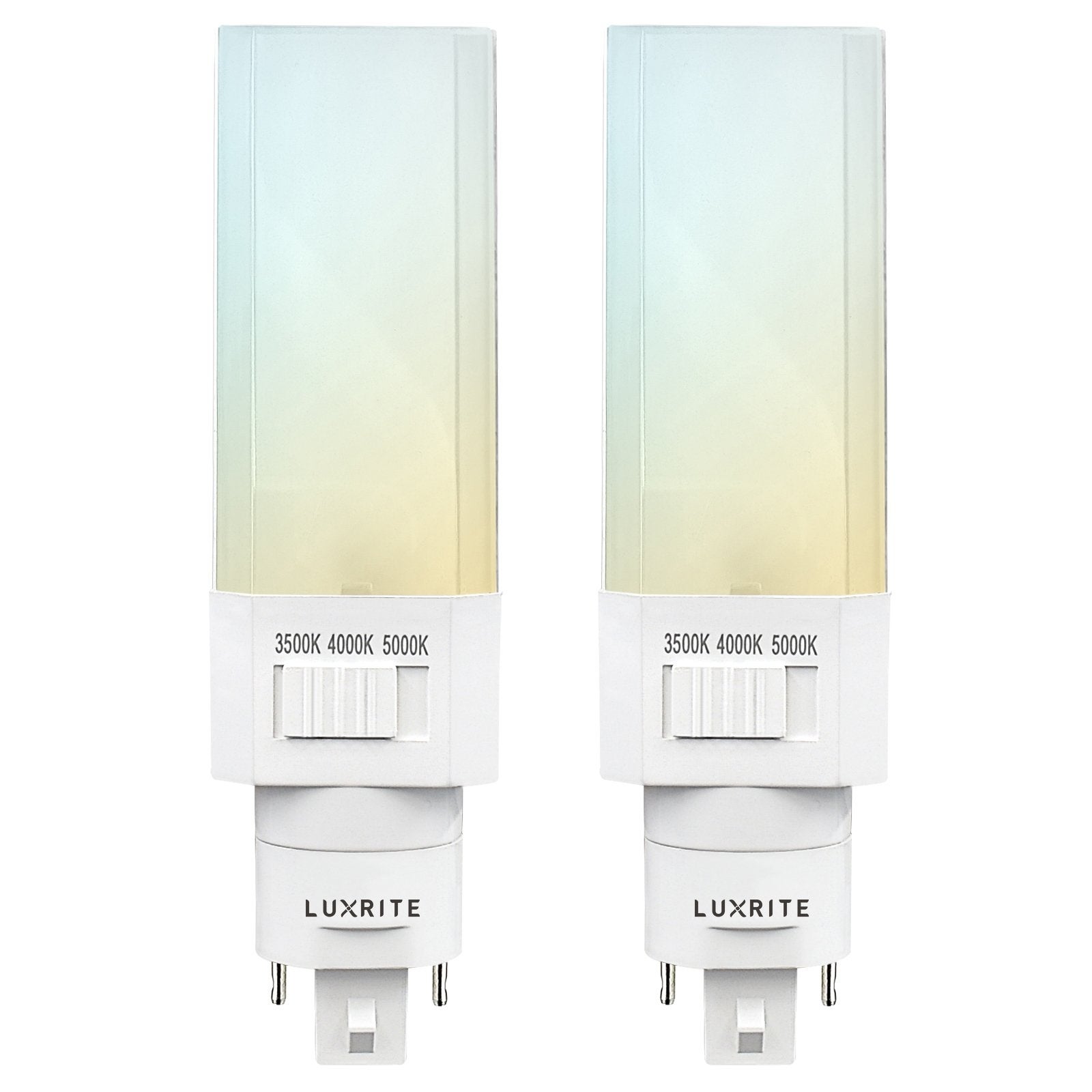 Luxrite Horizontal PL LED CFL Replacement 11W Ballast Bypass Fits G24D G24Q GX24Q 3 Color Selectable 1450 Lumens 2 Pack - Mycitystee