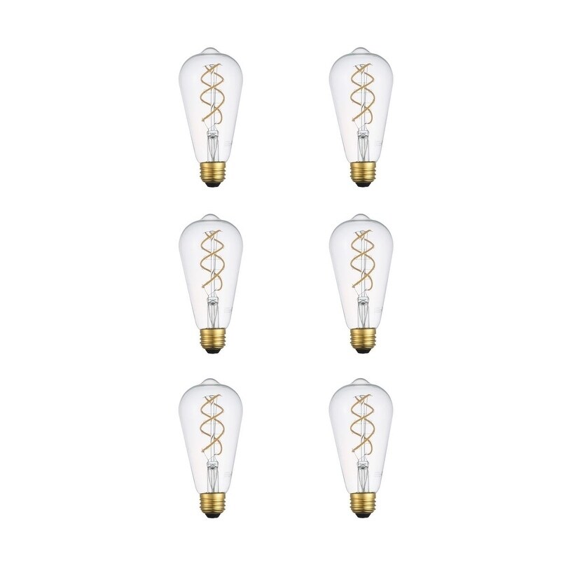 LED Decorative helix vertical 3000K filament 6 watts 420 lumens ST18 light bulb - Clear - N/A - Mycitystee
