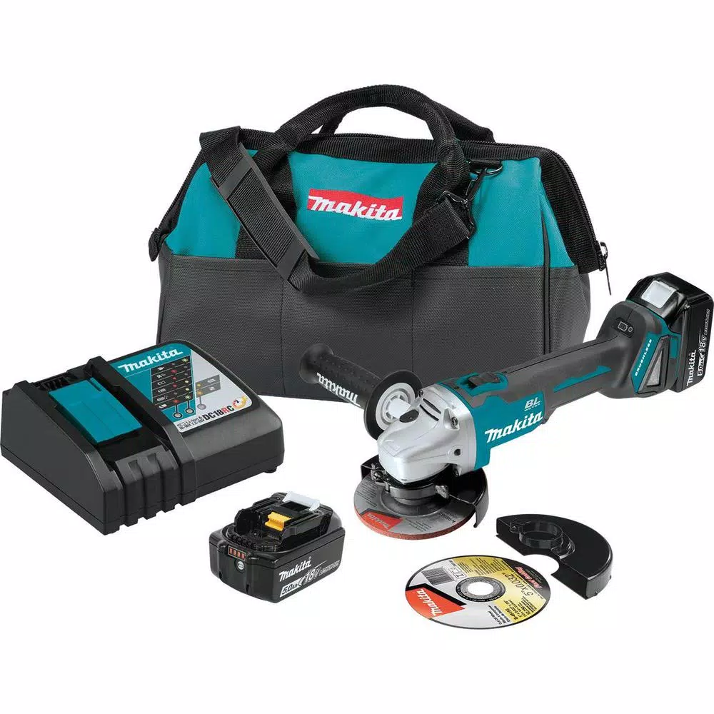 Makita 18-Volt  5.0Ah LXT Lithium-Ion Brushless Cordless 4-1/2 / 5 in. Cut-Off/Angle Grinder Kit and#8211; XDC Depot - Mycitystee