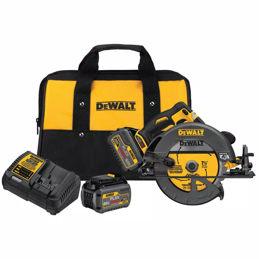 DEWALT FLEXVOLT 60-Volt MAX Cordless Brushless 7-1/4 in. Circular Saw with (2) FLEXVOLT 6.0Ah Batteries and#8211; XDC Depot - Mycitystee