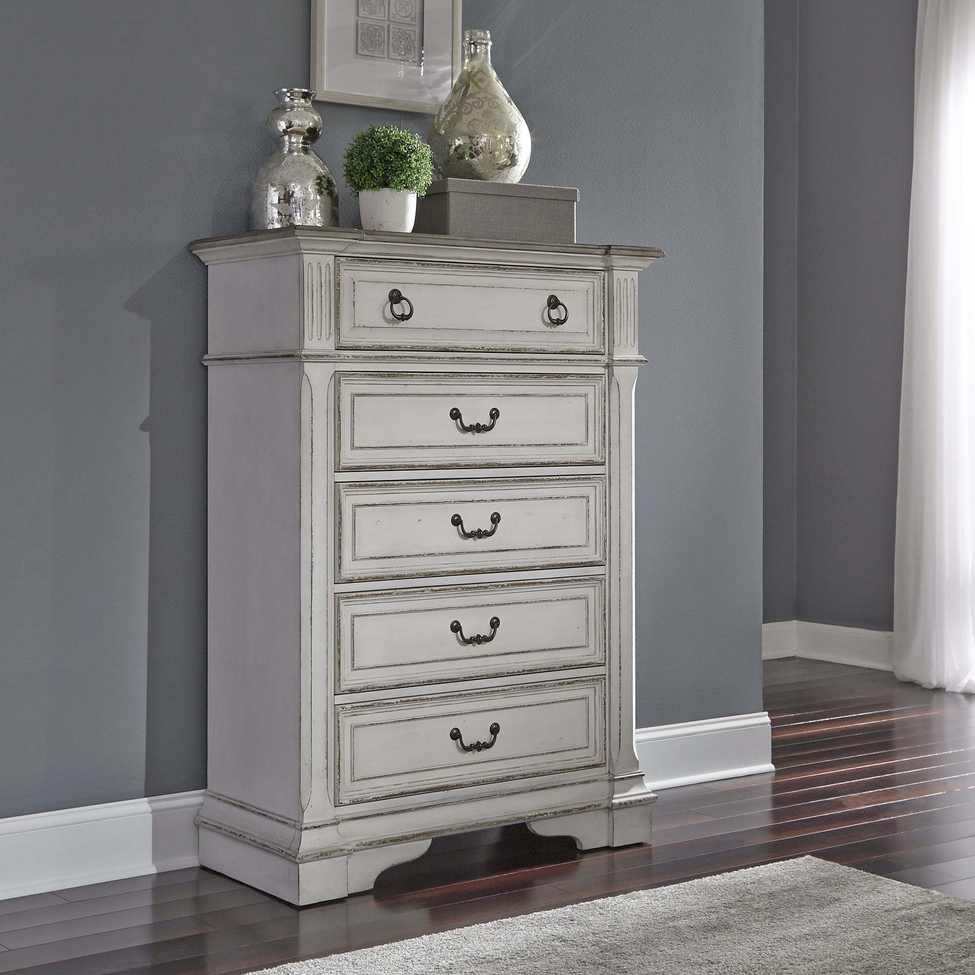 The Gray Barn Abbey Park Weathered Brown and Antique White 5 Drawer Chest - - 25673971 - Mycitystee