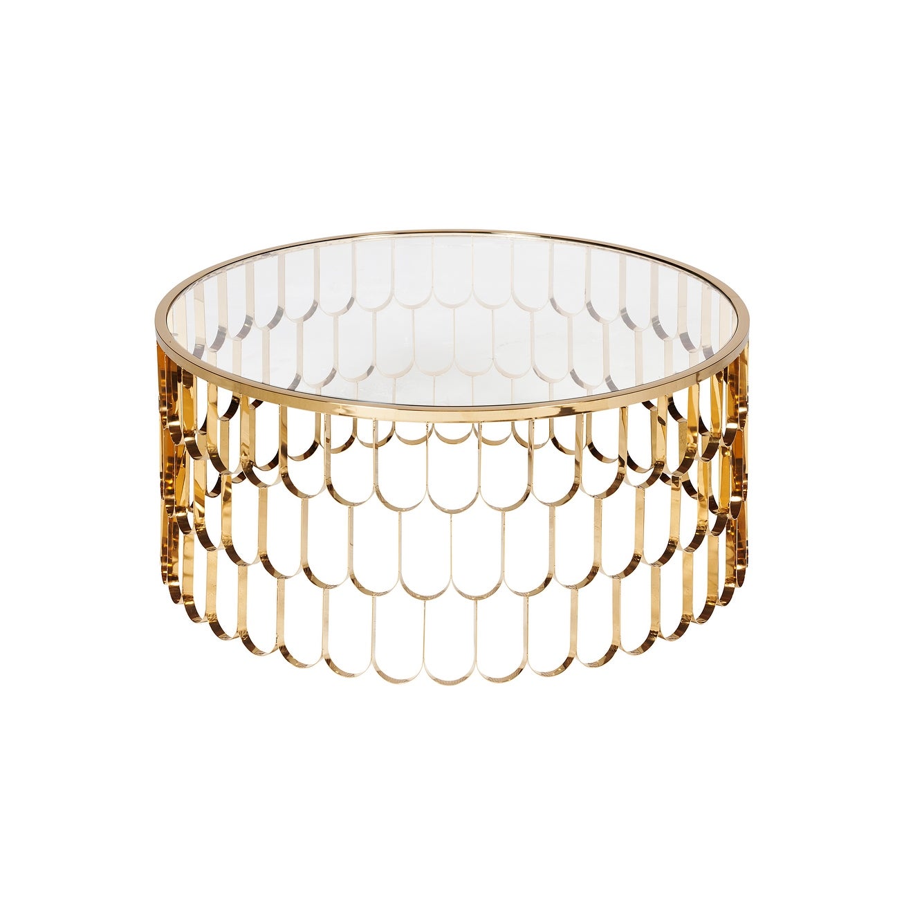 Renee Scalloped Coffee Table in Gold Finish - Mycitystee