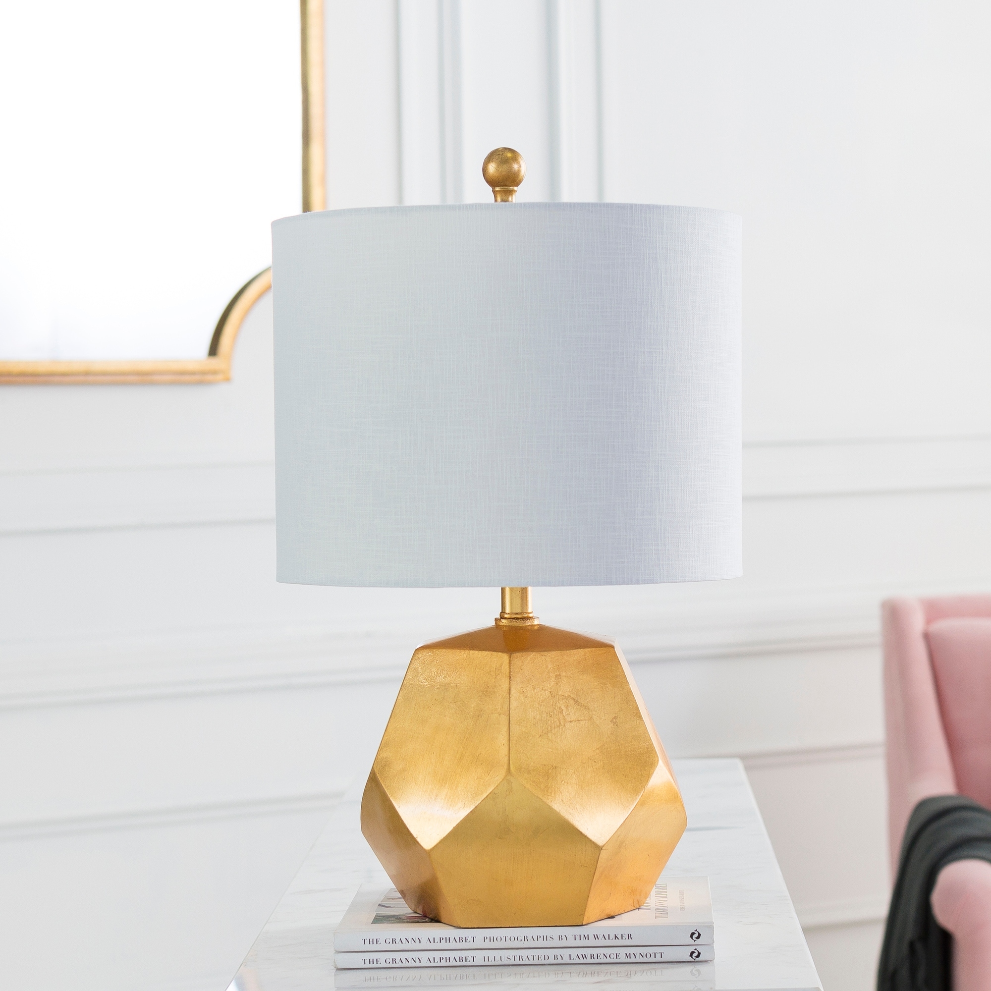 Naahs Table Lamp with Gold Base and Off-White Shade - Mycitystee