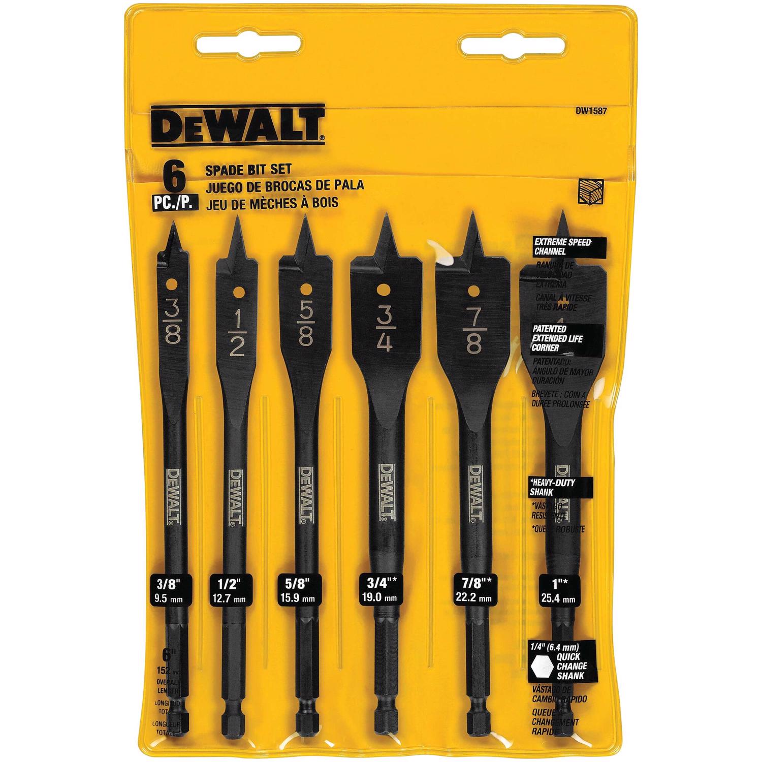 DeWalt High Speed Steel Spade Drill Bit Set 6 pc - Mycitystee