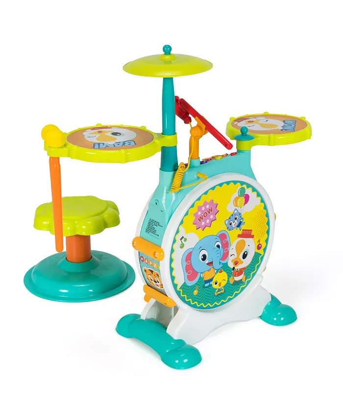 Costway 3-Piece Electric Kids Drum Set Musical Toy Gift w Microphone Stool Pedal - Mycitystee