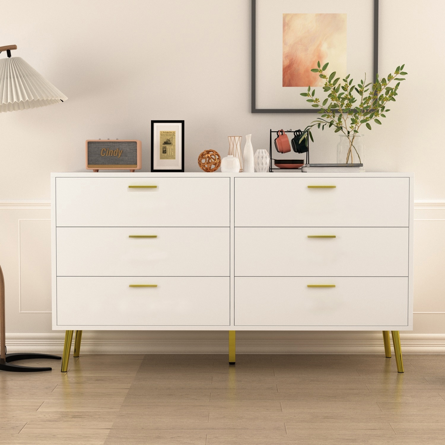 FAMAPY Modern 6 Drawer Storage Chest Double Dresser Sideboard Cabinet - - 36762405 - Mycitystee
