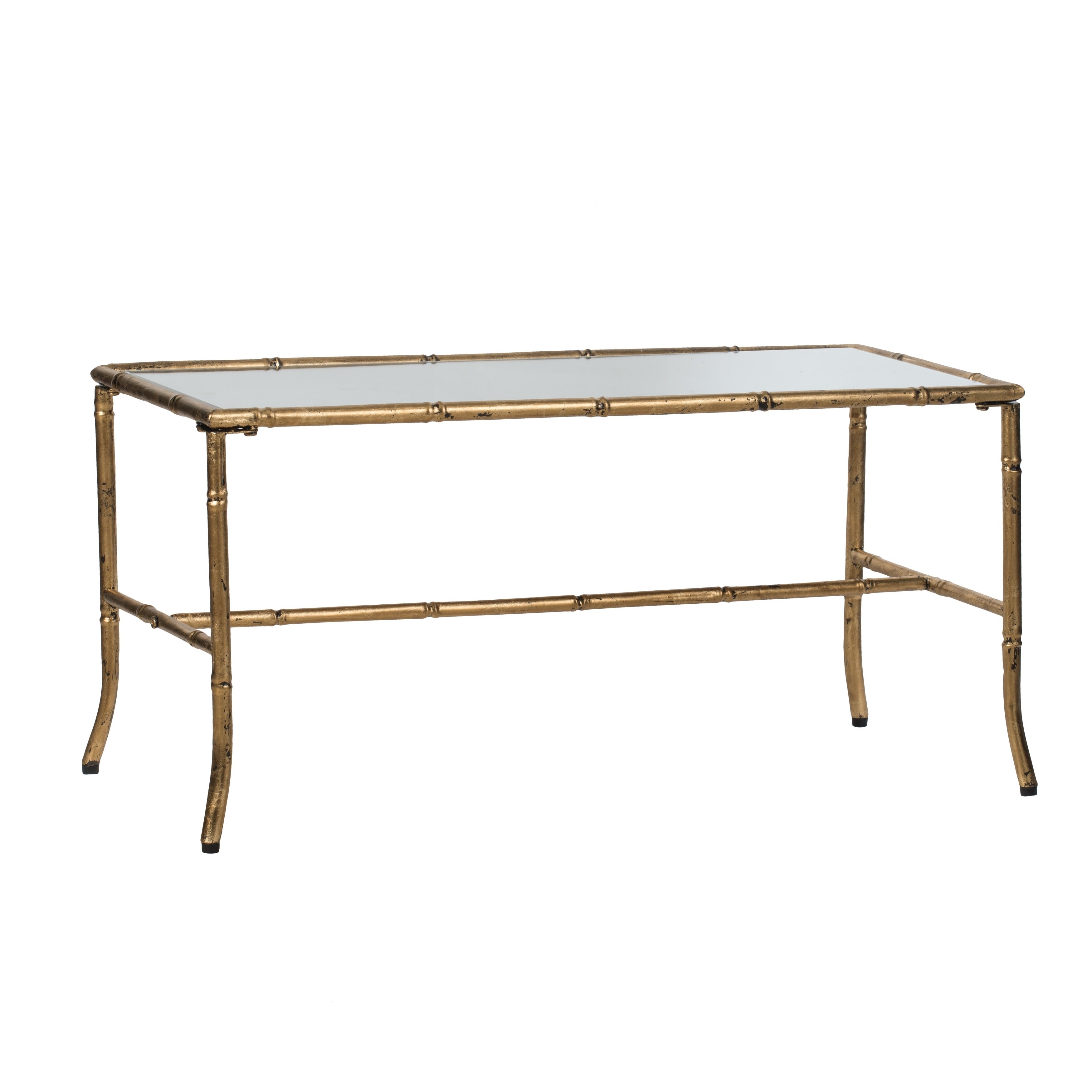 Antique Gold Clear Glass Top Rectangular Coffee Table by Anthony Venetucci - Mycitystee