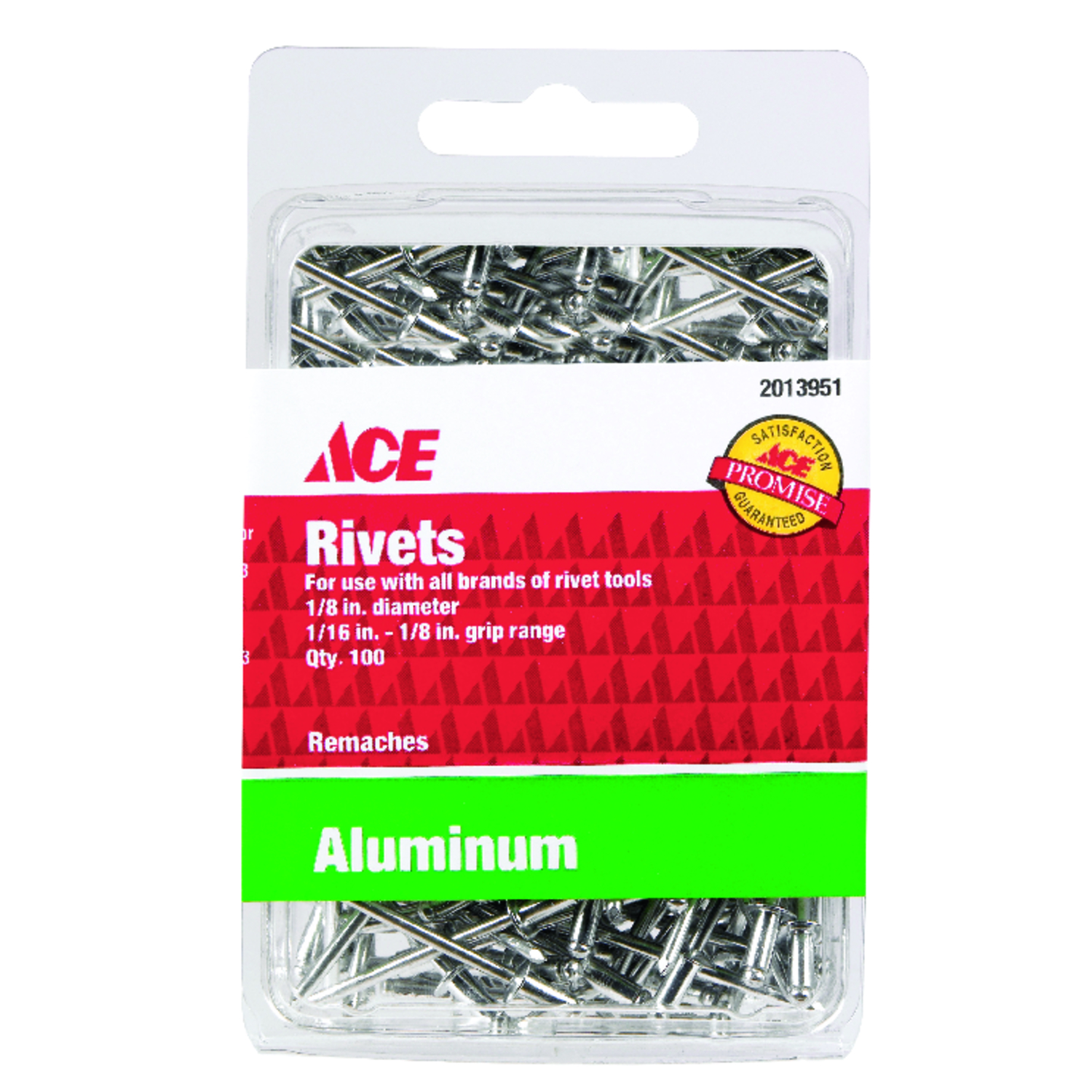 Ace 1/8 in. D X 1/8 in. Aluminum Rivets Silver 100 pk - Mycitystee