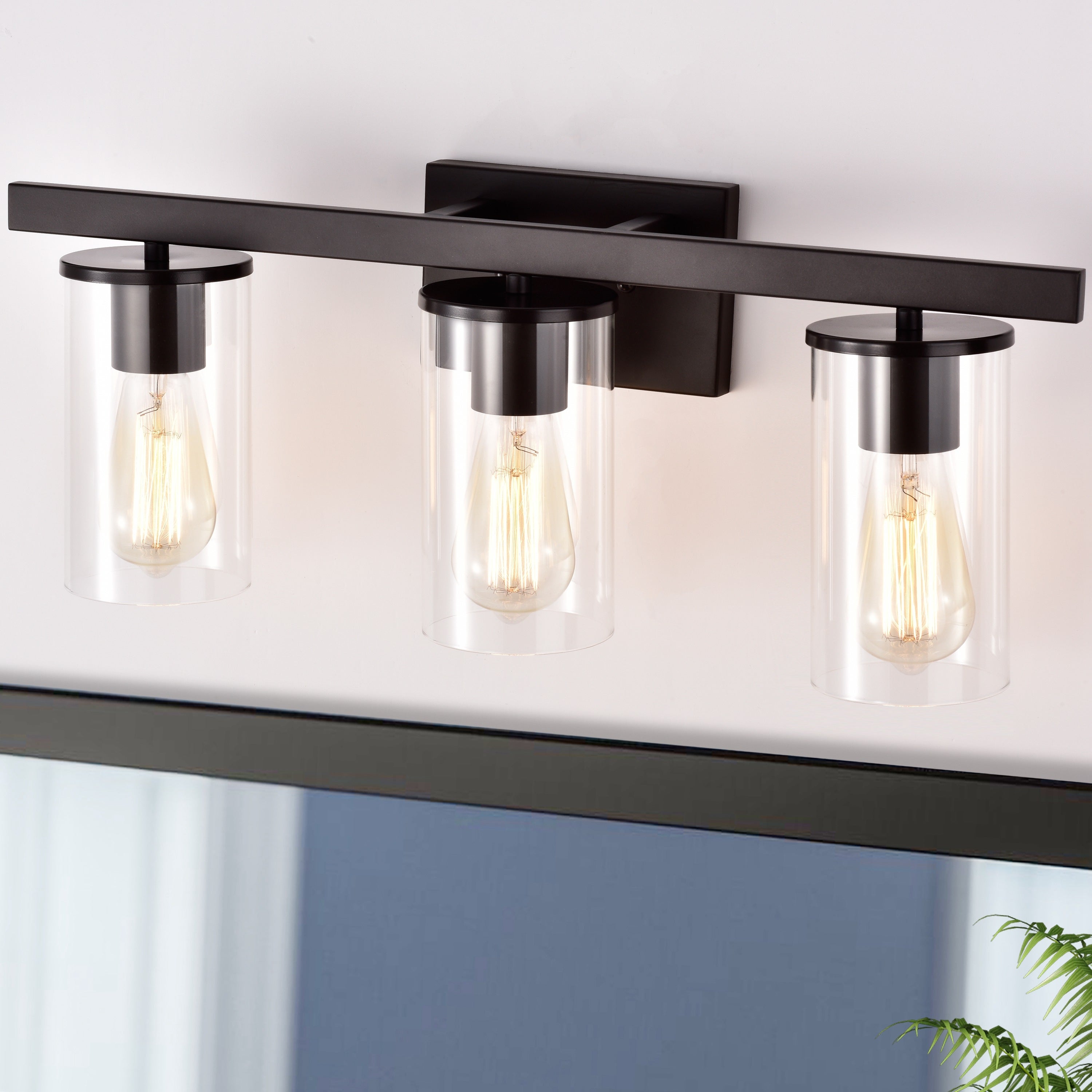 3-Light Vanity Light with Clear Glass Shades - Mycitystee