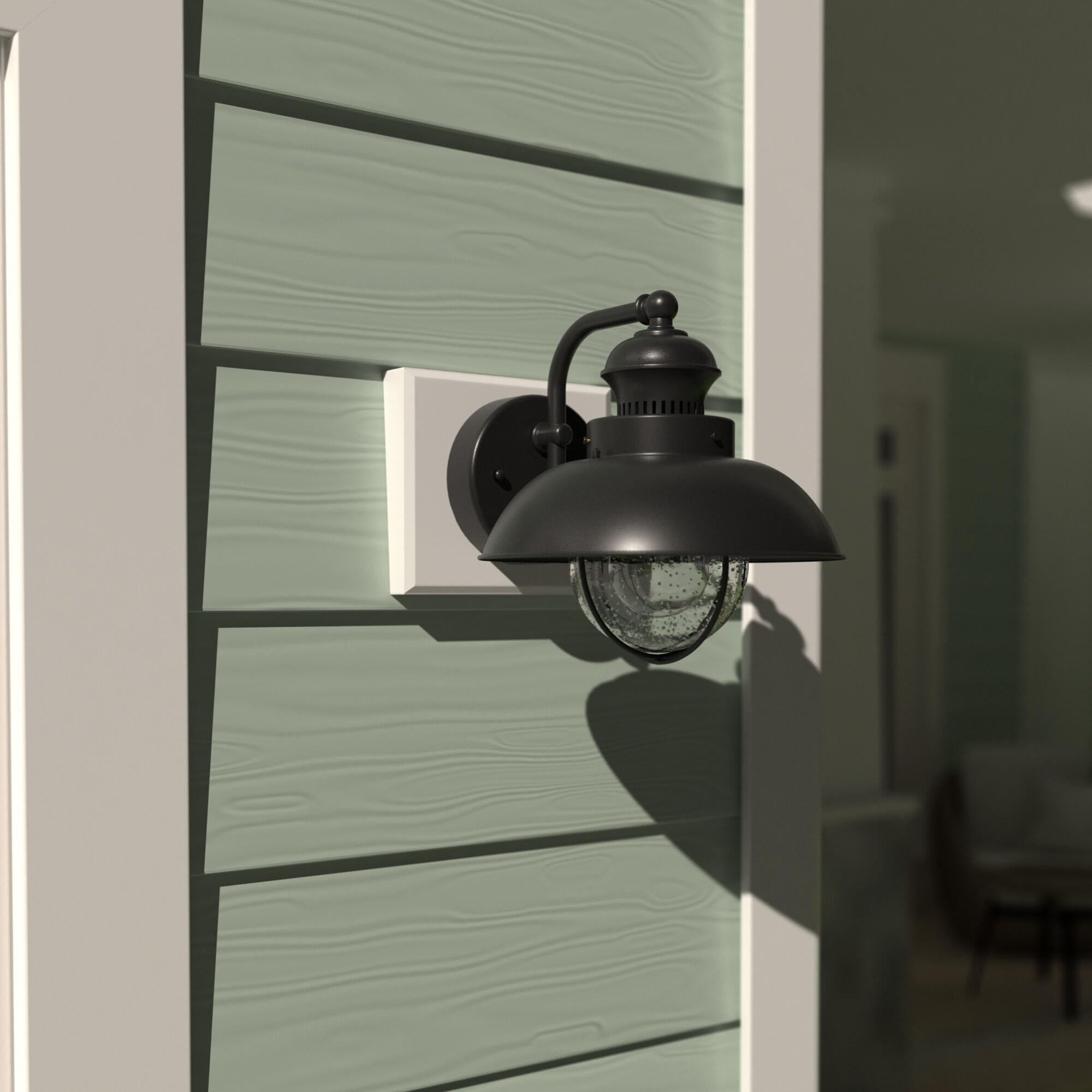 Harwich 1 Light Black Coastal Barn Dome Outdoor Wall Lantern Clear Glass - 8-in W x 8-in H x 9.25-in D Shopping - The Best Deals on Outdoor Barn Light - Mycitystee