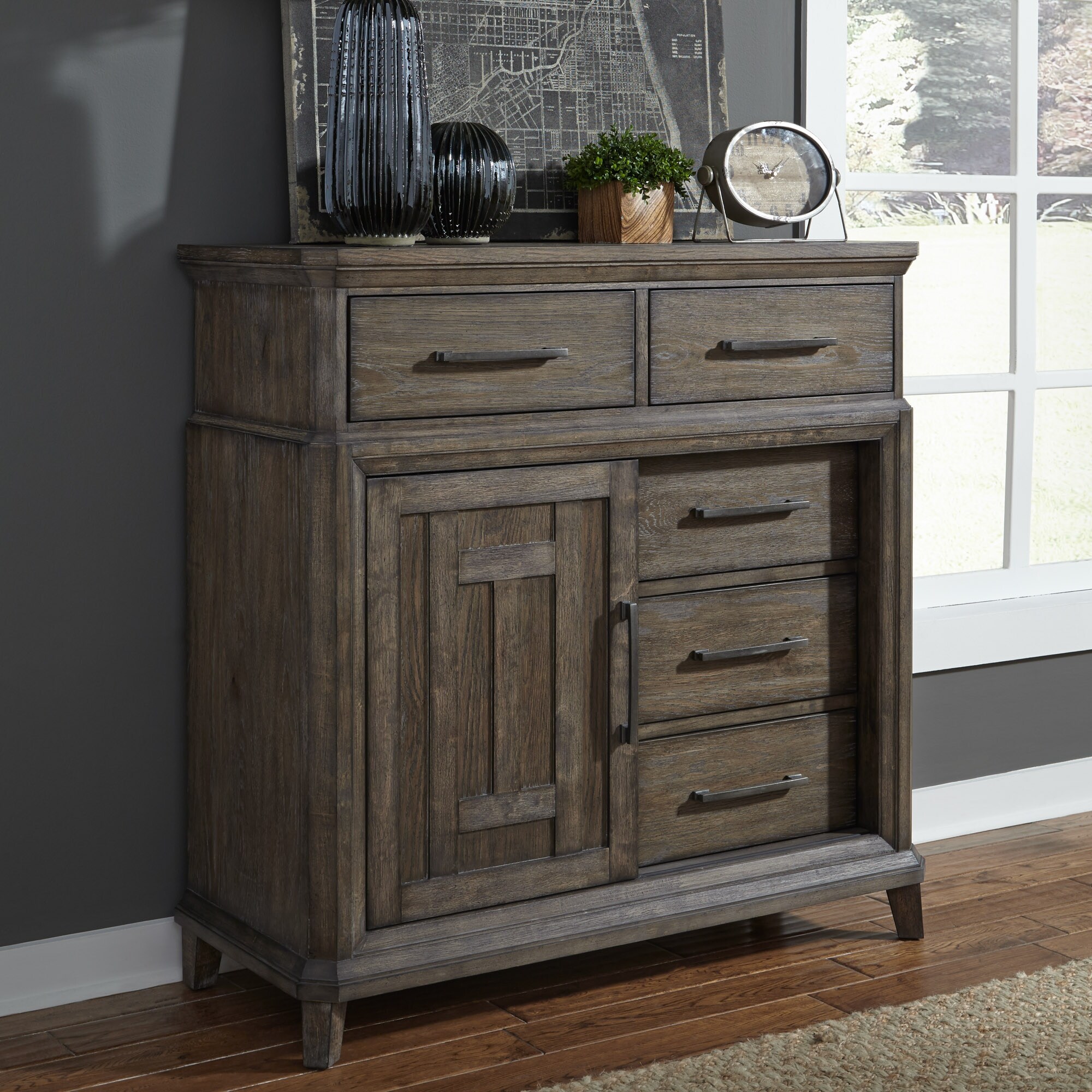 Copper Grove Artisan Prairie Wirebrushed Aged Oak with Gray Dusty Wax Door Chest - - 25993967 - Mycitystee