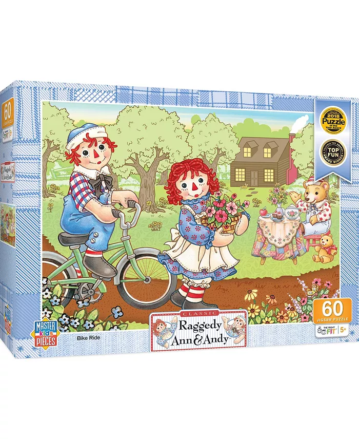 MasterPieces Puzzles Raggedy Ann Andy - Bike Ride 60 Piece Kids Puzzle - Mycitystee