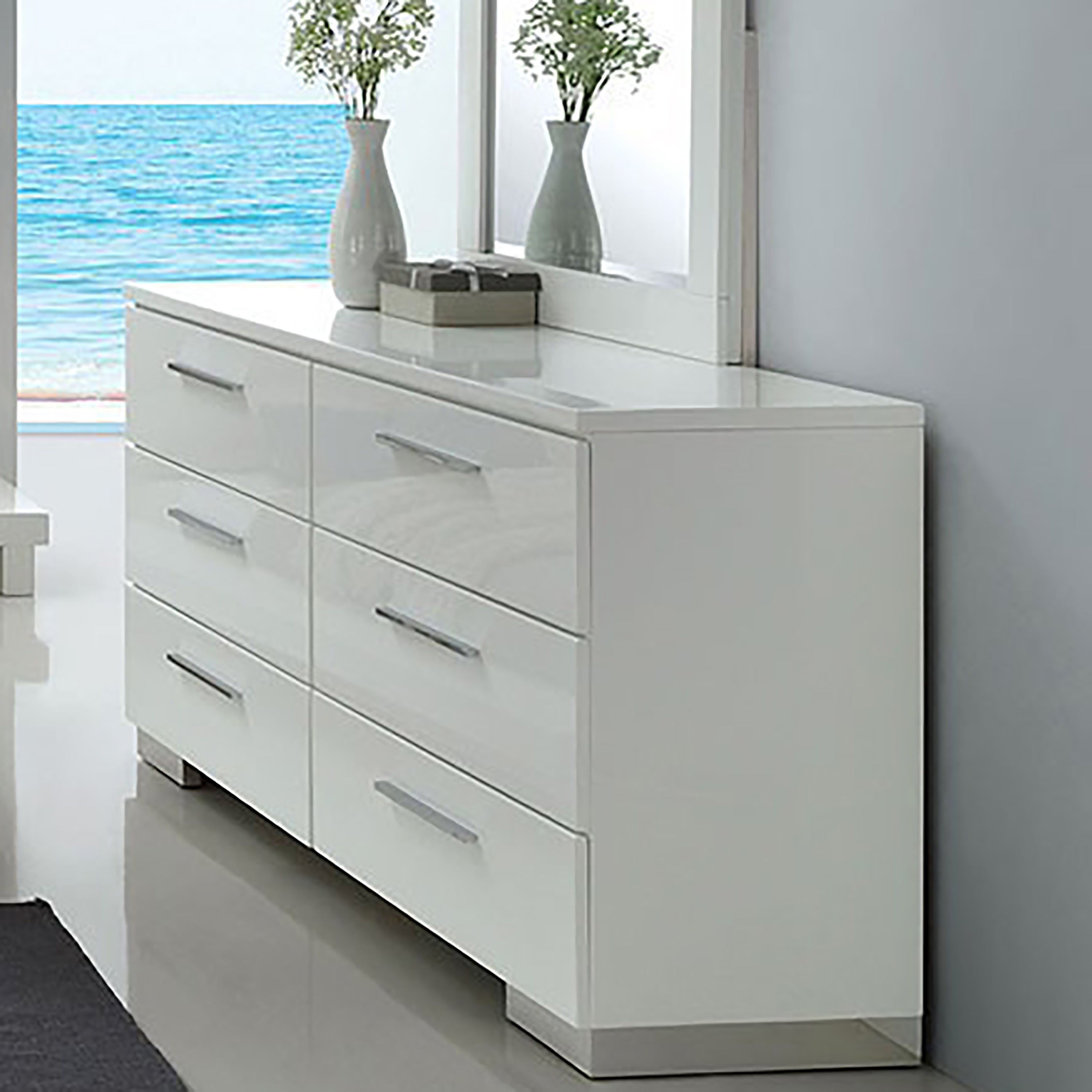 Furniture of America Ballingham Contemporary Glossy White 6-drawer Dresser - - 32851326 - Mycitystee