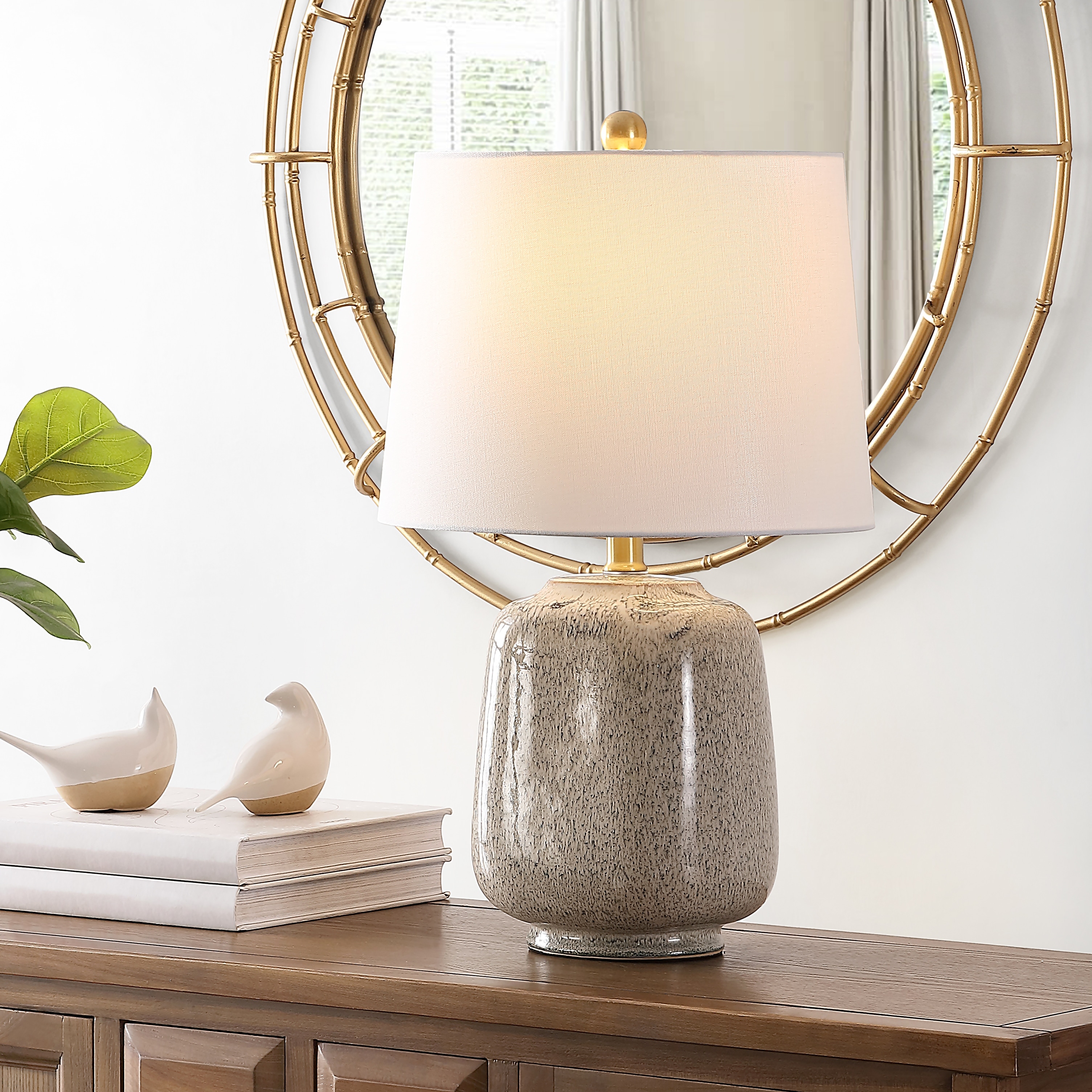 SAFAVIEH Lighting Brixton Cream/Blue 23-inch Ceramic LED Table Lamp - 14