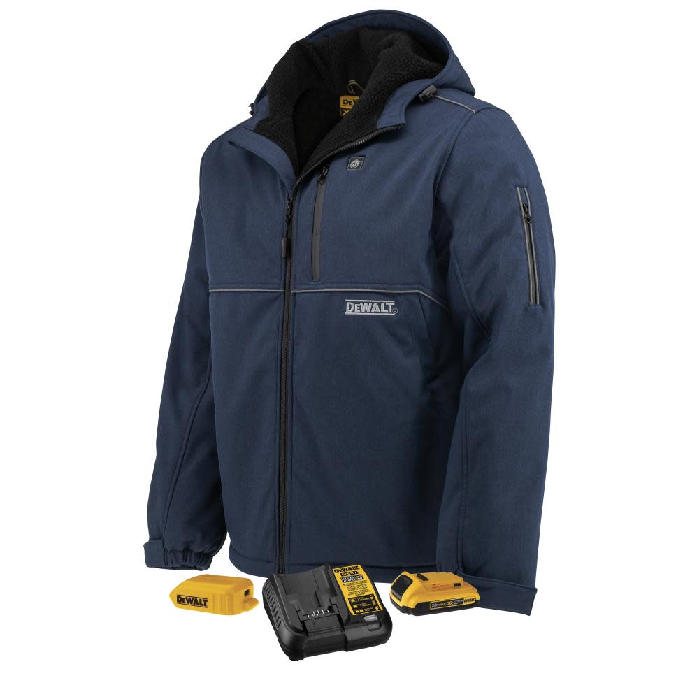 DEWALT Mens Heated Kit Soft Shell Jacket with Sherpa Lining ted Navy Small DCHJ101D1-S from DEWALT - Mycitystee