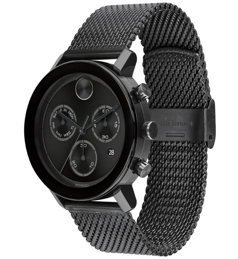 Movado BOLD Evolution Chronograph Black Dial and Ion-Plated SS Mesh Bracelet Watch， 42mm - Mycitystee
