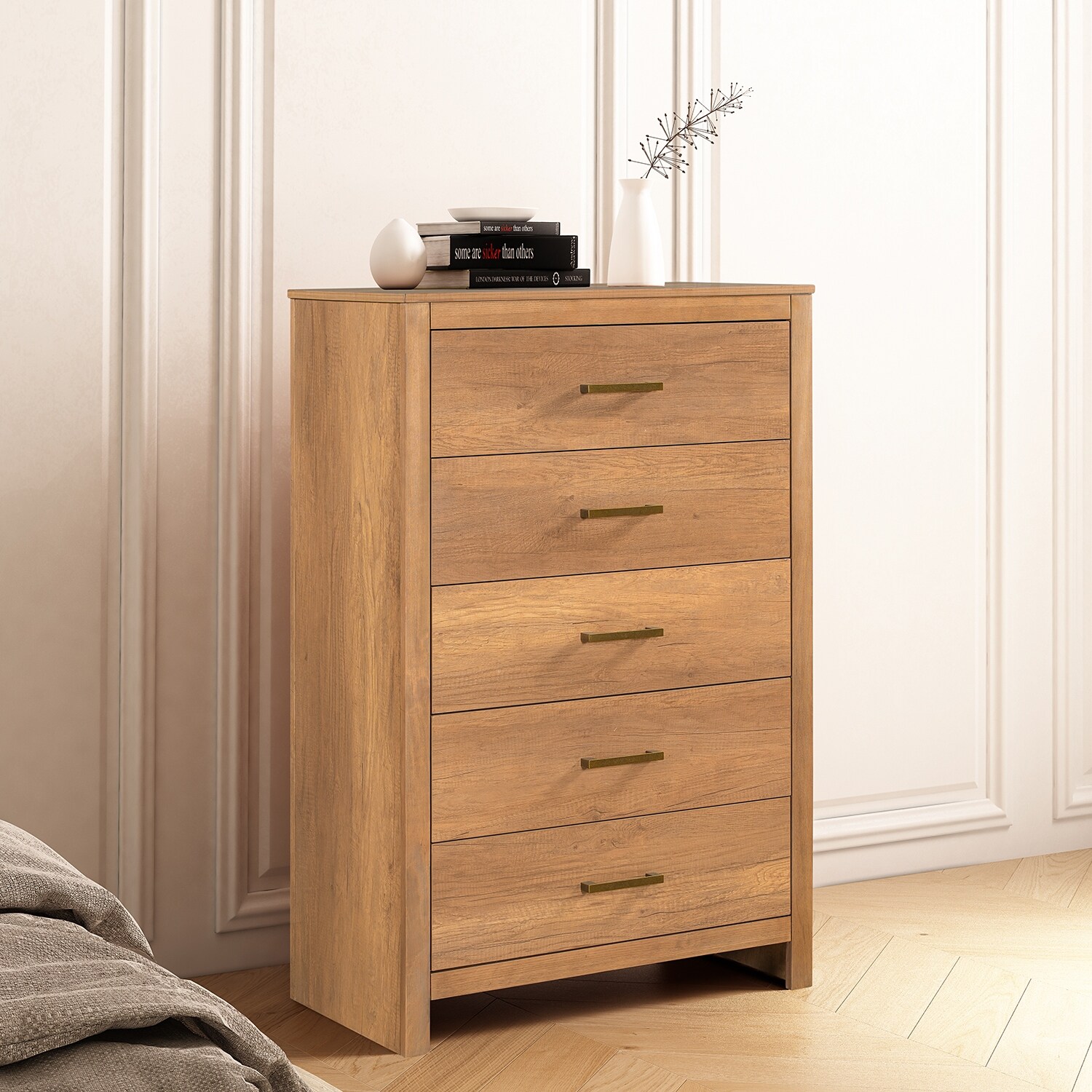 5-Drawer Chest with Solid Wood Base by HULALA HOME - - 35806263 - Mycitystee