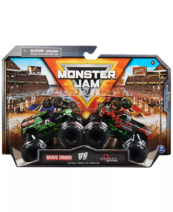 Monster Jam 1:64 Grave Digger vs. Northern Nightmare Monster Trucks - Mycitystee