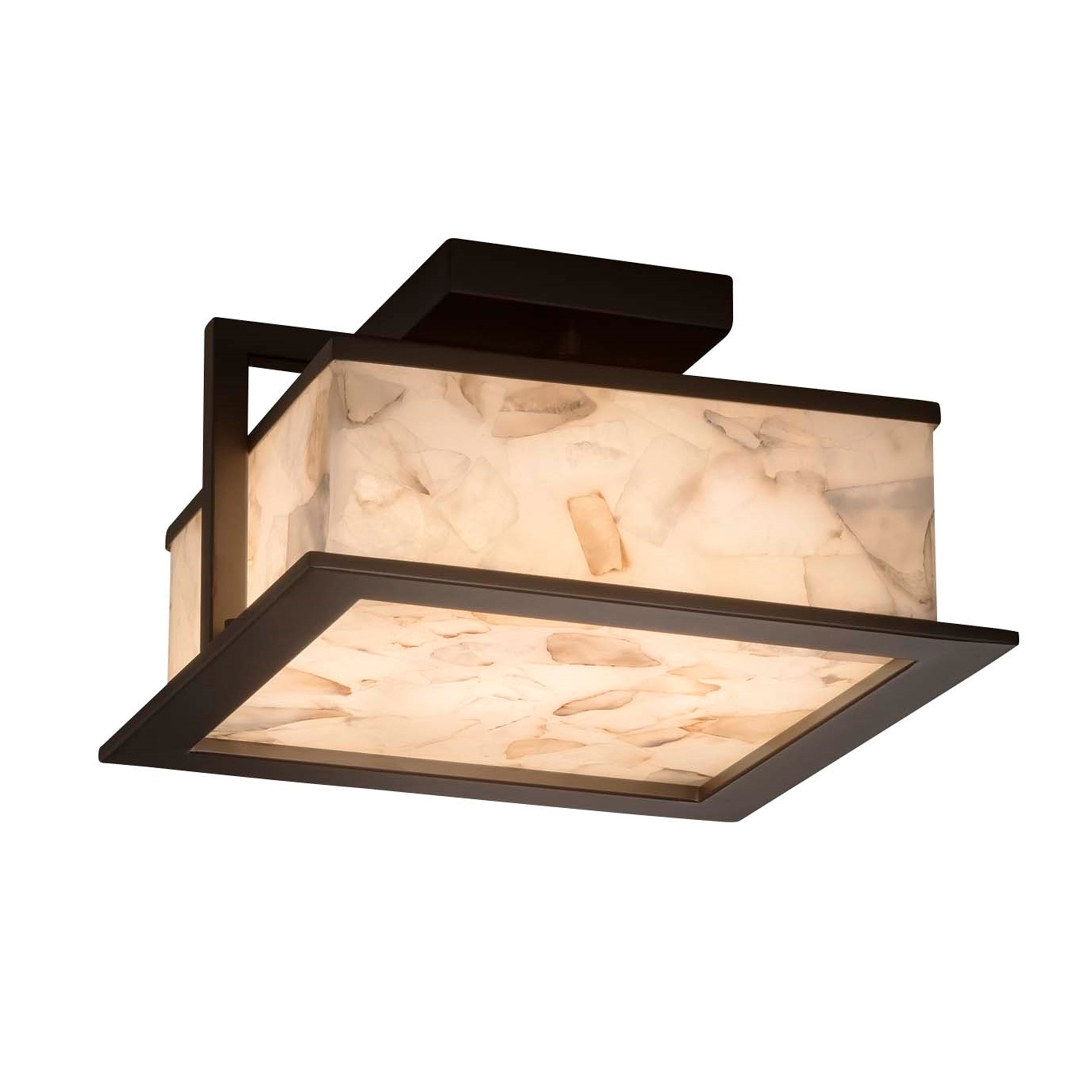 Justice Design Alabaster Rocks! Laguna Dark Bronze 12-inch LED Outdoor Flush Mount， Alabaster Rocks Shade - Mycitystee