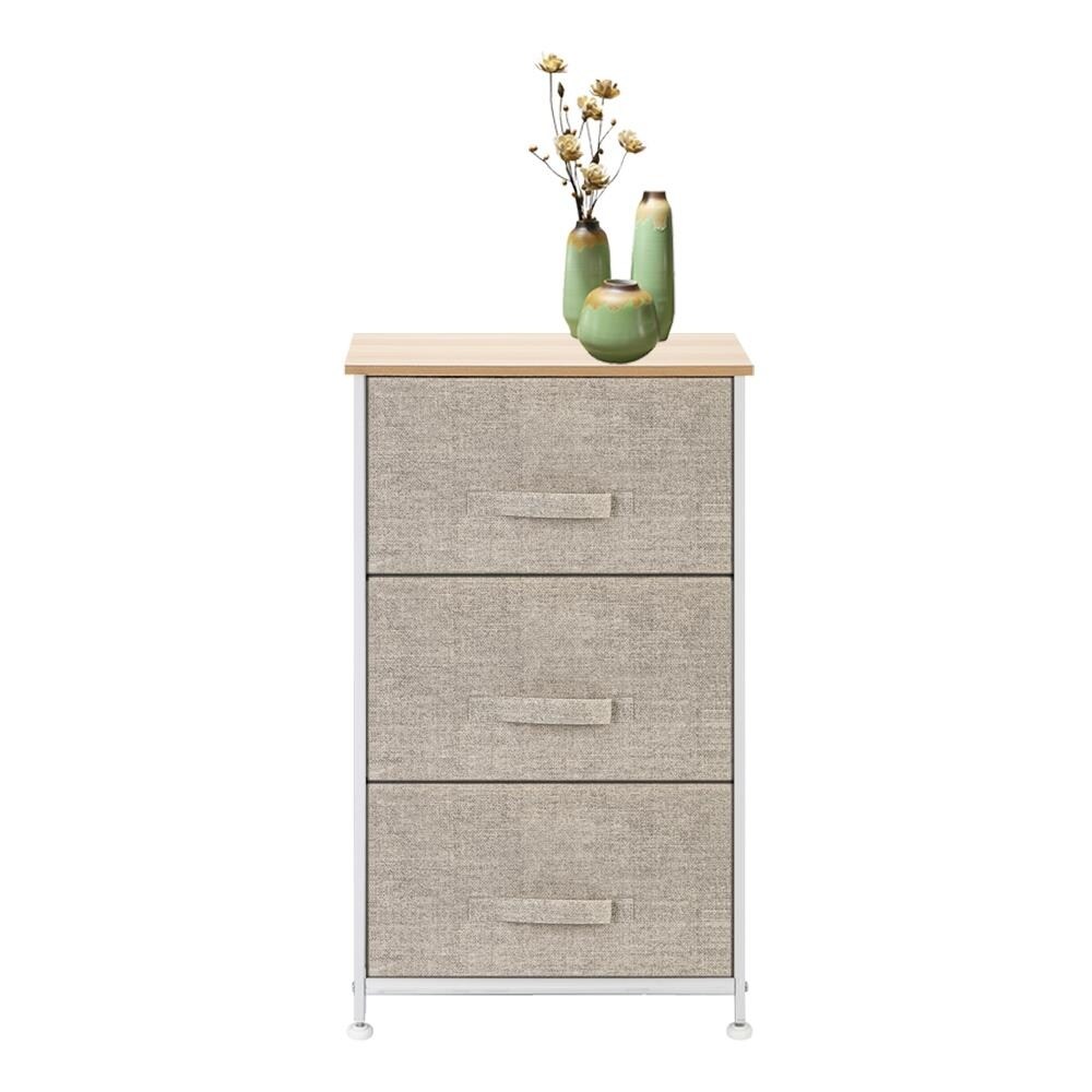 Vertical Dresser Storage Tower with Sturdy Steel Frame and Wood Top，Linen - - 33169061 - Mycitystee