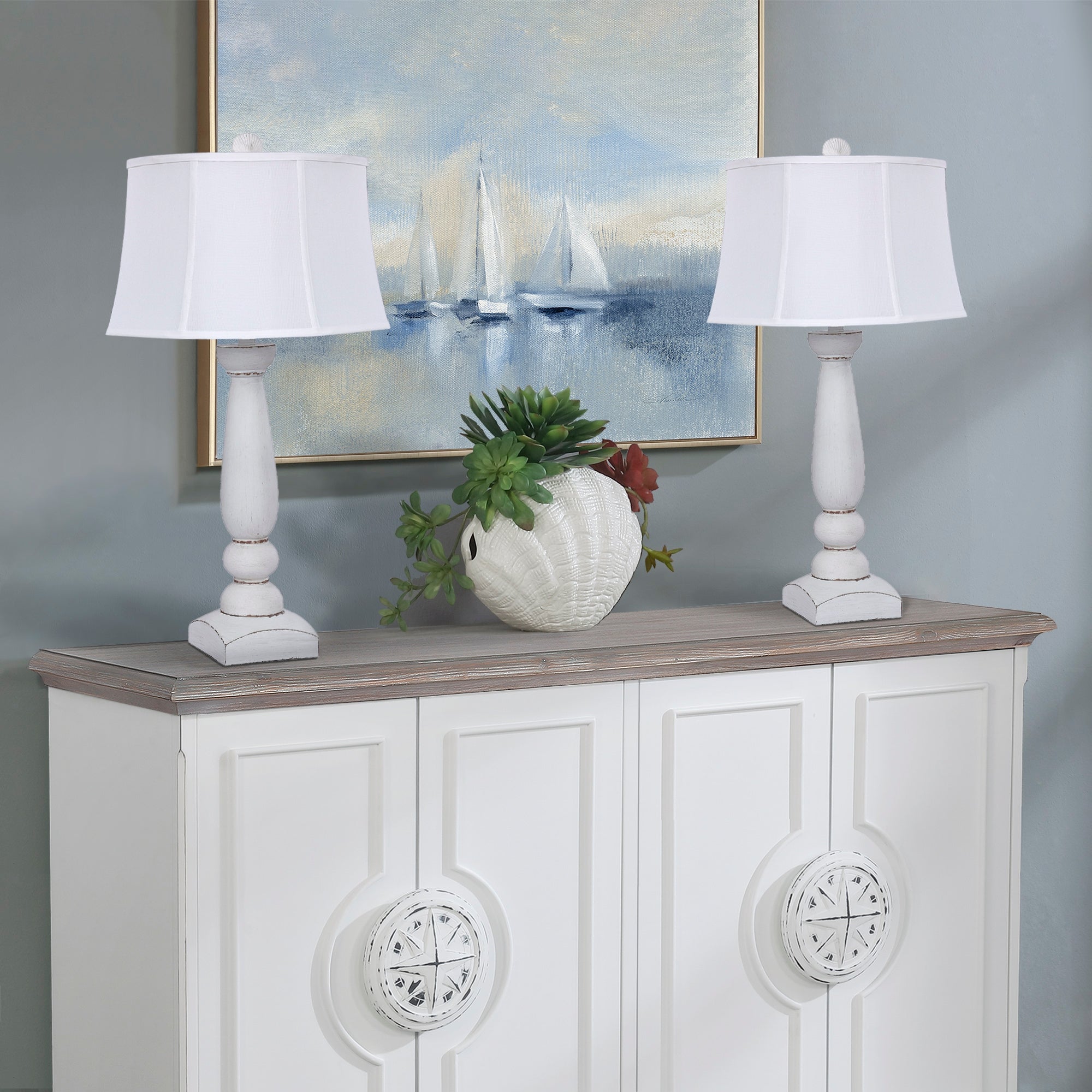 Sanibel Twin Pack Column Table Lamp H32