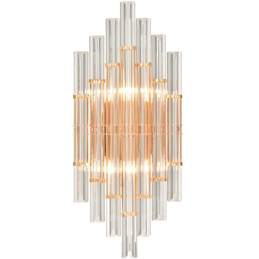 Cagliari Modern Brass Crystal Wall Sconce Bathroom Vanity Lights - Mycitystee