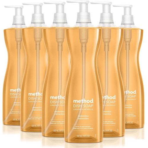 Method Dish Soap， Clementine， 18 oz Pump Bottle， 6/Carton (00735CT) - Mycitystee