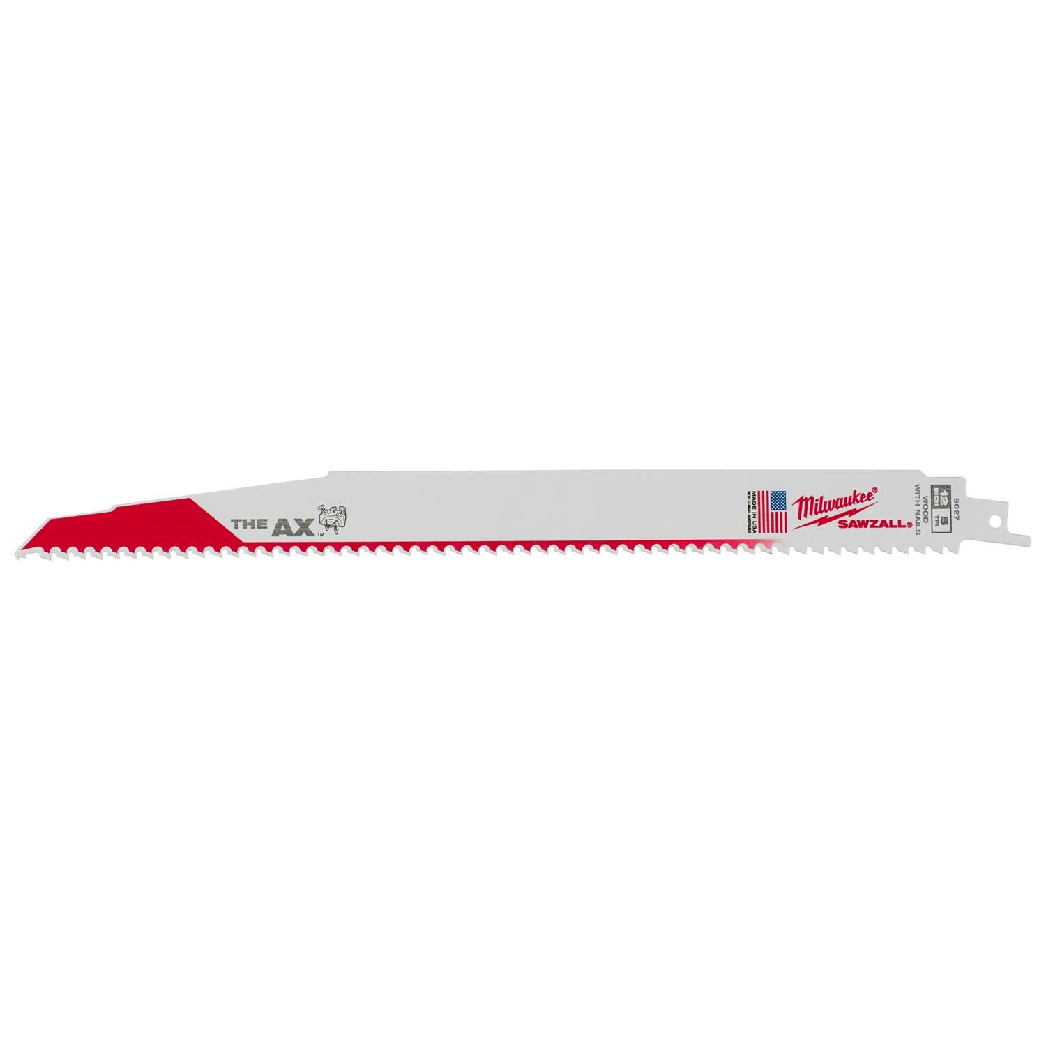 Milwaukee The Ax Sawzall 12 in. Bi-Metal Reciprocating Saw Blade 5 TPI 1 pk - Mycitystee