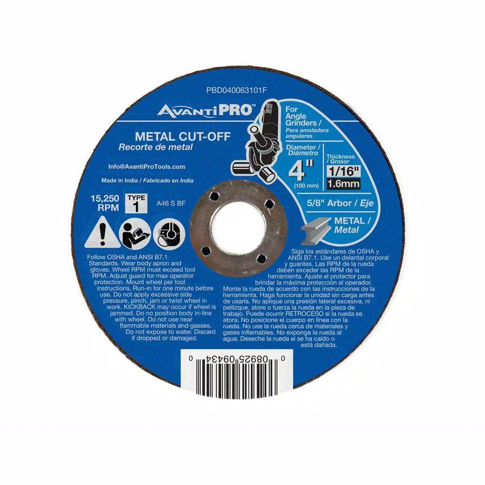 Avanti Pro 4 in. x 1/16 in. x 5/8 in. Type 1 Metal Cut-Off Disc and#8211; XDC Depot - Mycitystee