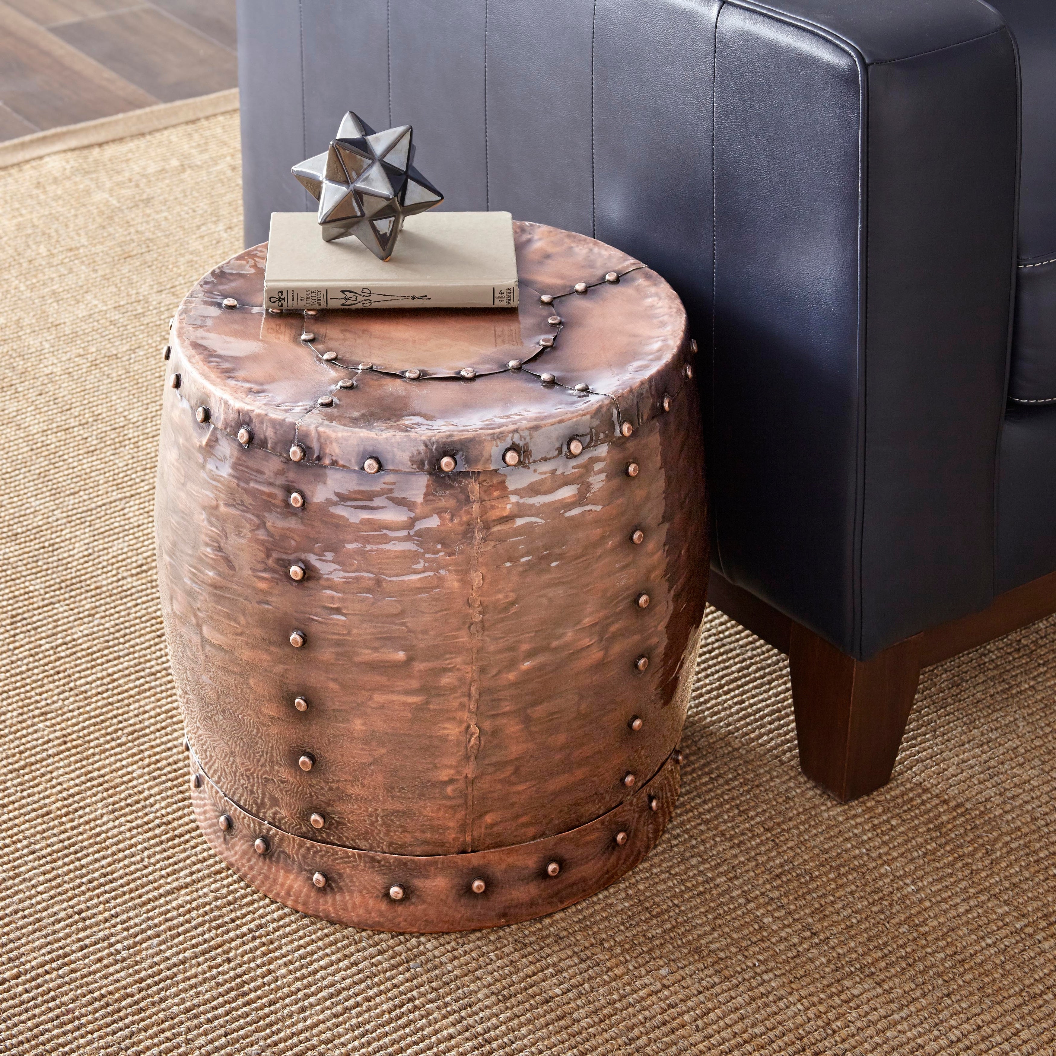 Chatra Antiqued Copper Iron Round End Table by Greyson Living - Mycitystee