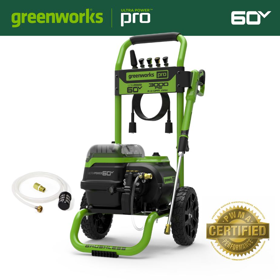 3000-PSI 2.0-GPM Pressure Washer w/ (2) 5.0Ah Batteries  Dual-Port Charger | Greenworks Tools - Mycitystee