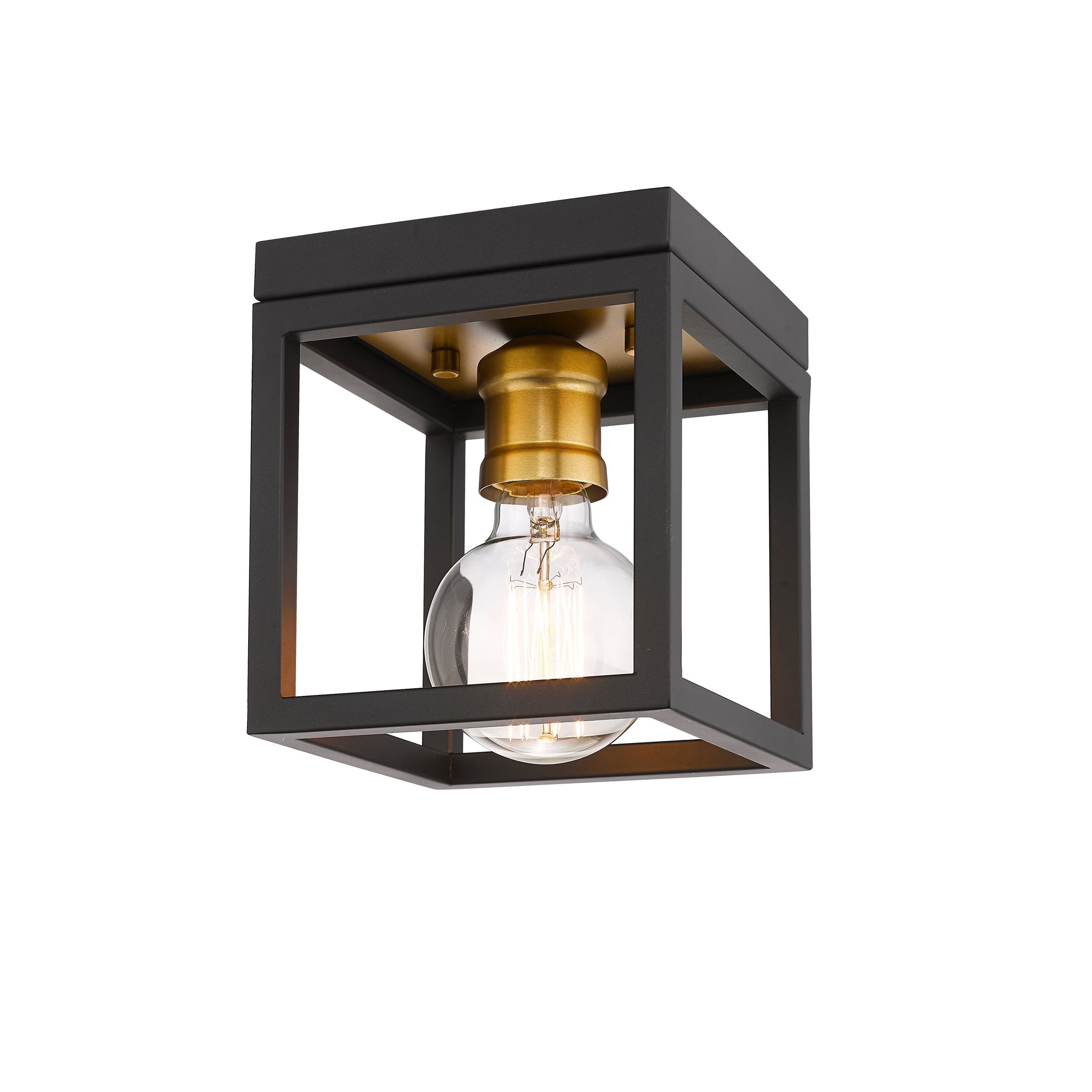 Kube 1 Light Flush Mount - Bronze + Olde Brass - Bronze + Olde Brass - Mycitystee