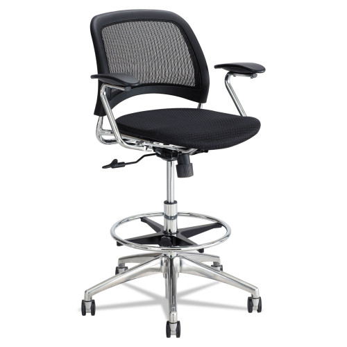 Safco Reve Mesh Extended-Height Chair， Supports up to 250 lbs.， Black Seat/Black Back， Chrome Base (6820BL) - Mycitystee